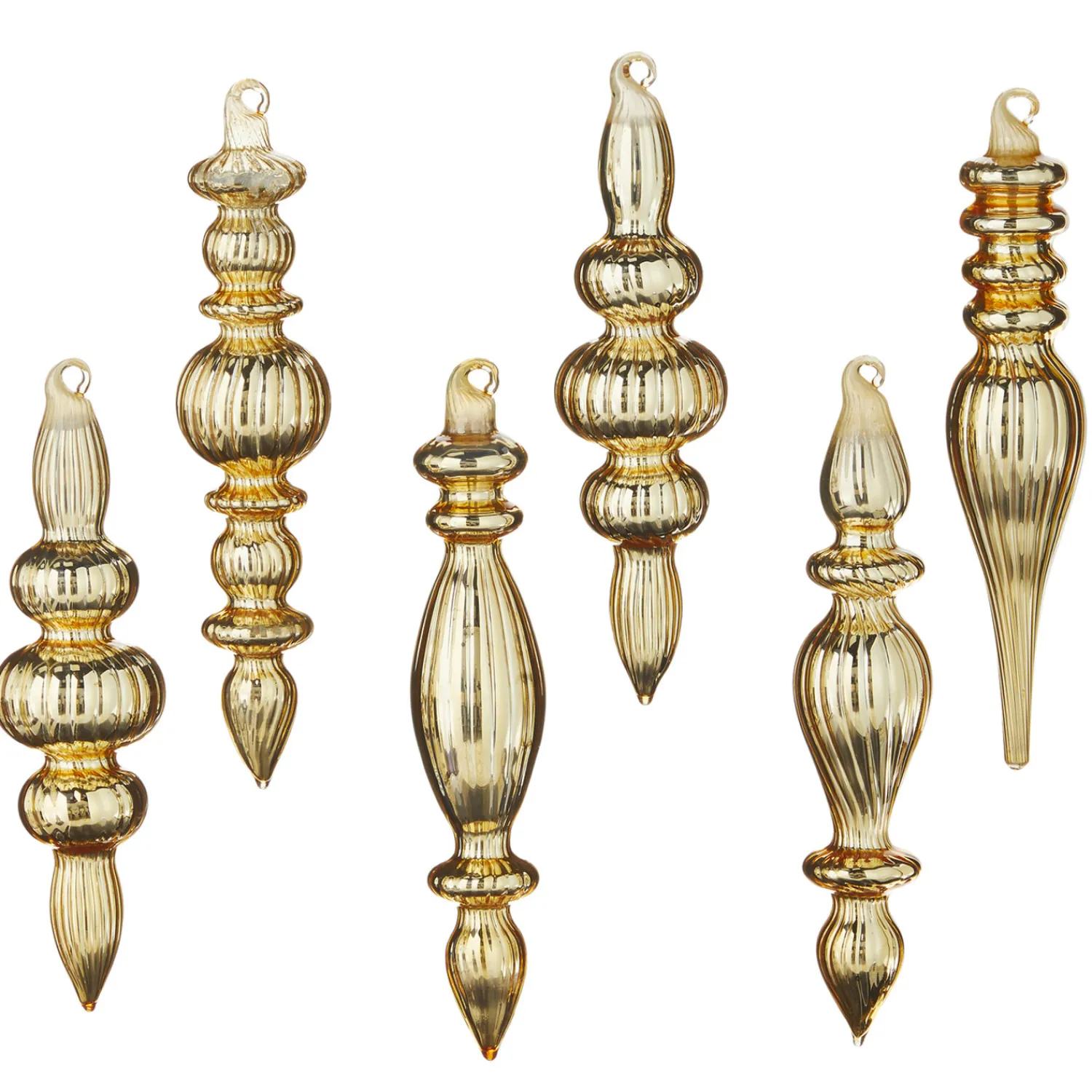 Online The Jolly Christmas Shop Raz 6.5" Box Of Gold Finial Glass Christmas Ornaments 4122829