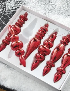 Online The Jolly Christmas Shop Raz 6.5" Box Of Red Finial Glass Christmas Ornaments 4122819