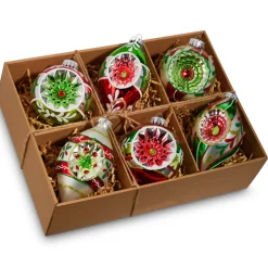 New The Jolly Christmas Shop Raz 3" Box Of Vintage Reflector Glass Christmas Ornament 4452860