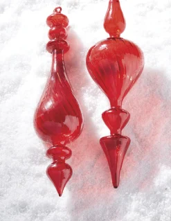 Clearance The Jolly Christmas Shop Raz 11.25" Bright Red Finial Glass Christmas Ornament 4122878