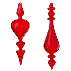 Clearance The Jolly Christmas Shop Raz 11.25" Bright Red Finial Glass Christmas Ornament 4122878