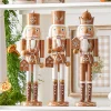 Discount The Jolly Christmas Shop Raz 15.5" Brown And White Wooden Gingerbread Nutcracker Christmas Decoration 4422824