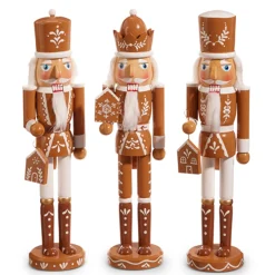 Discount The Jolly Christmas Shop Raz 15.5" Brown And White Wooden Gingerbread Nutcracker Christmas Decoration 4422824