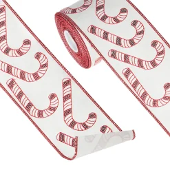 The Jolly Christmas Shop Raz 4" Candy Cane Sequined Wired Christmas Ribbon R4227728
