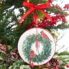 The Jolly Christmas Shop Raz 6" Cardinal On Wreath Disc Christmas Ornament 4215976