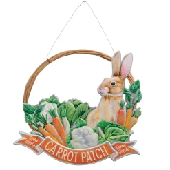 Online The Jolly Christmas Shop Raz 14.25" Carrot Patch Bunny Wreath With Metal Easter Sign 4411202