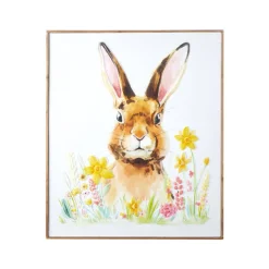 Clearance The Jolly Christmas Shop Raz 24" Carved Wood Floral Bunny Framed Art 4116019