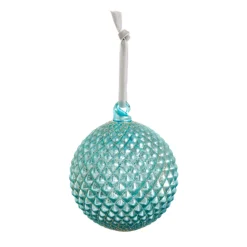 Clearance The Jolly Christmas Shop Raz 4" Cerulean Blue Quilted Glass Ball Christmas Ornament 4422947