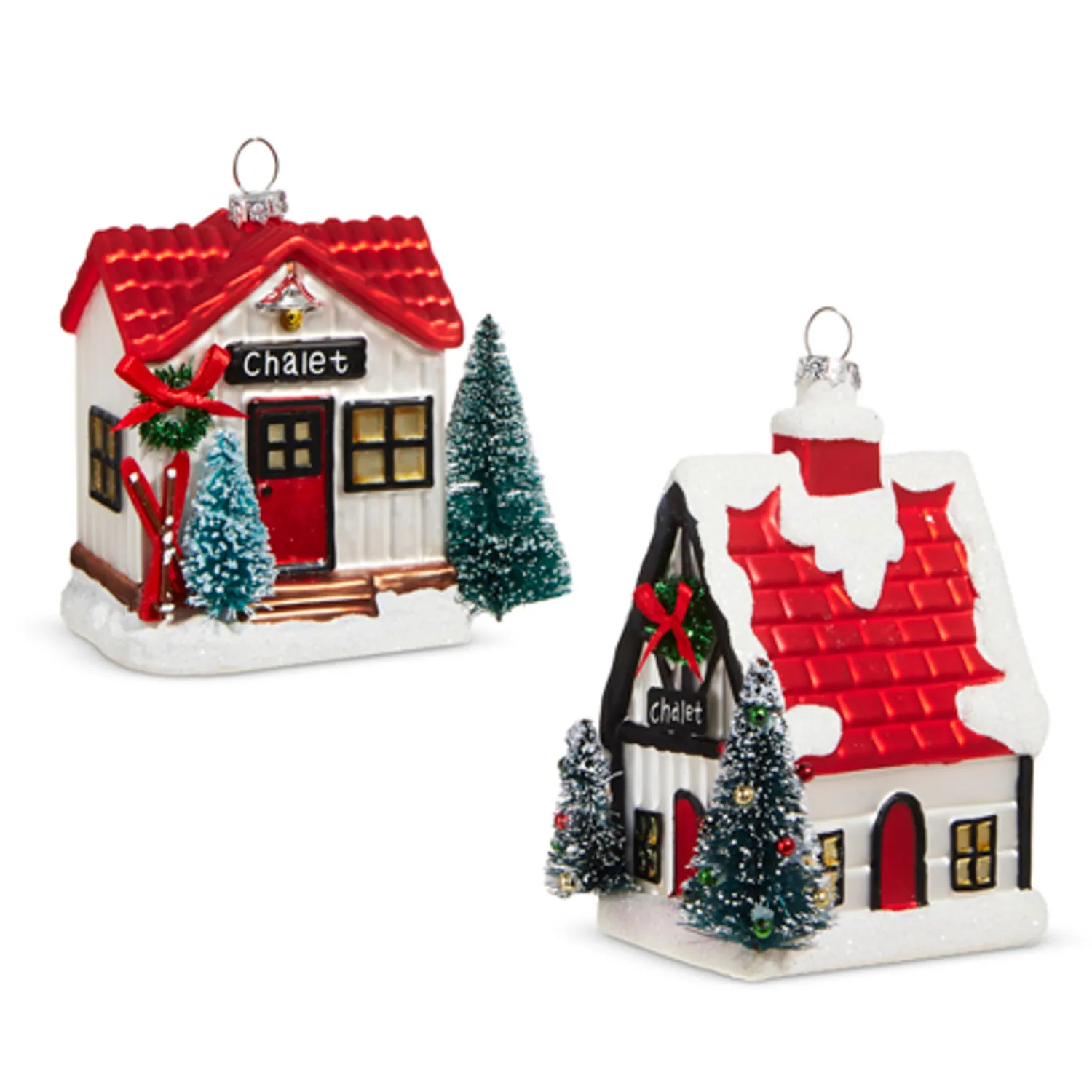 The Jolly Christmas Shop Raz 4" Chalet Cabin Glass Christmas Ornament 4320942