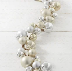The Jolly Christmas Shop Raz 4' Champagne And Silver Ball Christmas Garland G4116150