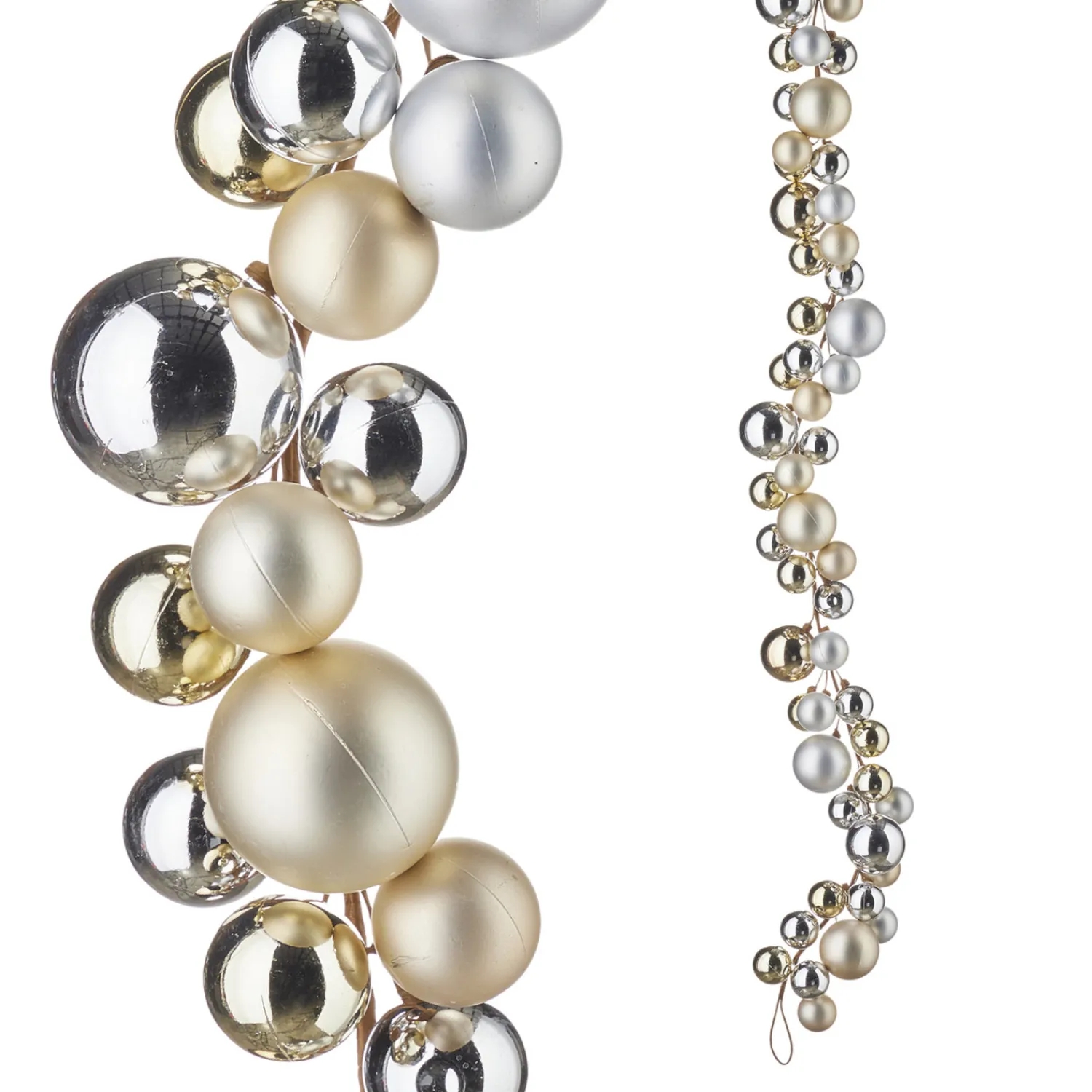 The Jolly Christmas Shop Raz 4' Champagne And Silver Ball Christmas Garland G4116150