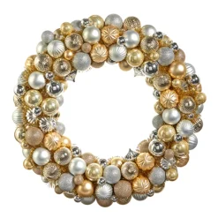 Best The Jolly Christmas Shop Raz 24" Champagne Ball Ornament Christmas Wreath W4432704