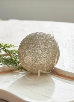 Best The Jolly Christmas Shop Raz 6" Champagne Glitter Ball Glass Christmas Ornament 4322917