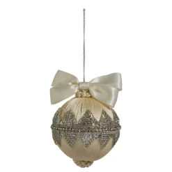 The Jolly Christmas Shop Raz 4" Champagne Jeweled Christmas Ornament With Bow 4427329