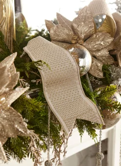 Best The Jolly Christmas Shop Raz 4" Champagne Pattern Wired Christmas Ribbon R4371829