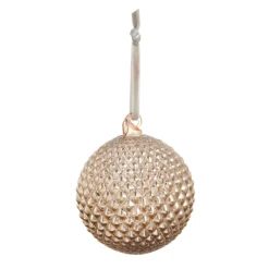 New The Jolly Christmas Shop Raz 4" Champagne Quilted Glass Ball Christmas Ornament 4422946