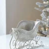 New The Jolly Christmas Shop Raz 14" Champagne Ribbed Sleigh Christmas Decoration 4411344