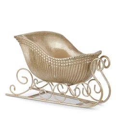 New The Jolly Christmas Shop Raz 14" Champagne Ribbed Sleigh Christmas Decoration 4411344