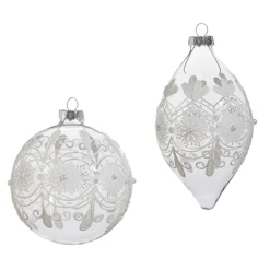 New The Jolly Christmas Shop Raz 4" Clear Frosted Glass Christmas Ornament 4422833