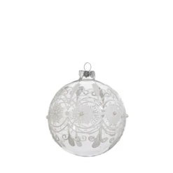 New The Jolly Christmas Shop Raz 4" Clear Frosted Glass Christmas Ornament 4422833