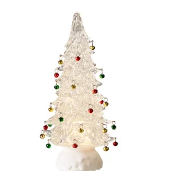 Best The Jolly Christmas Shop Raz 12" Clear Or Green Lighted Shimmering Water Globe Tree With Jingle Bells