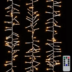Hot The Jolly Christmas Shop Raz 44' Cluster Garland On Clear Wire With Compact White Christmas Lights W/ Remote G3937037