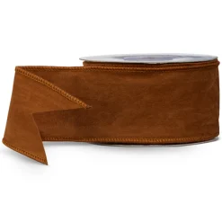 Hot The Jolly Christmas Shop Raz 2.5" Cognac Suede Brown Wired Christmas Ribbon R4427726