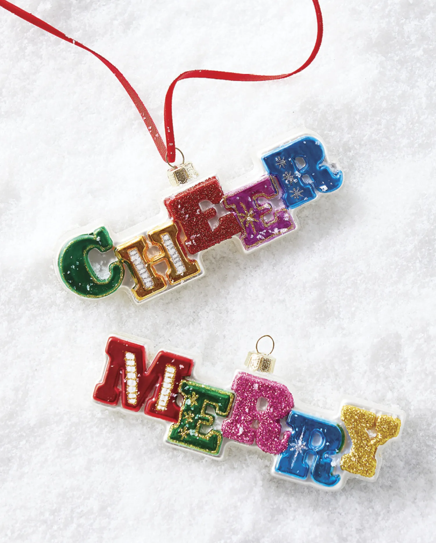 Best The Jolly Christmas Shop Raz 5.5" Colorful Cheer Or Merry Glass Christmas Ornament 4152856