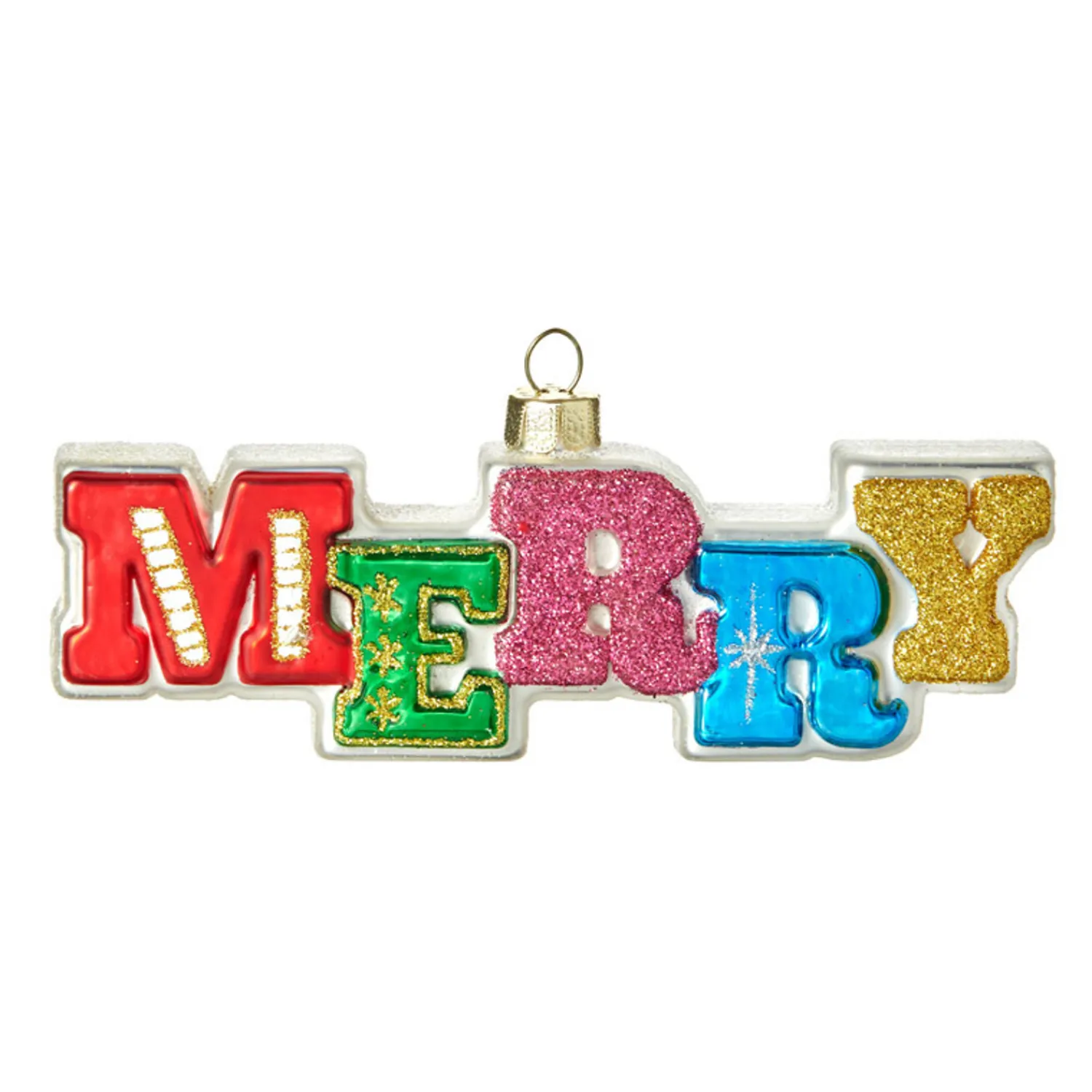 Best The Jolly Christmas Shop Raz 5.5" Colorful Cheer Or Merry Glass Christmas Ornament 4152856