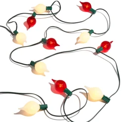 Online The Jolly Christmas Shop Raz 14' Connectable Shiny Kismet String Lights With Red And White Lights On A Green Wire L4237025