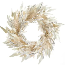 Clearance The Jolly Christmas Shop Raz 24" Cream Cedar And Laurel Leaf Christmas Wreath W4306696