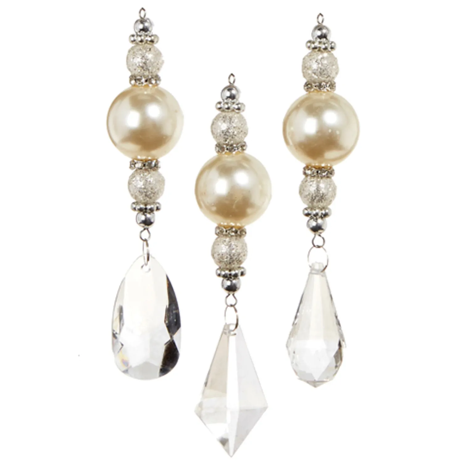 Online The Jolly Christmas Shop Raz 5.75" Crystal Pearl Drop Christmas Ornament Set Of 3 4312512