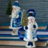 Outlet The Jolly Christmas Shop Raz 5.5" Delft Santa With Tree Glass Christmas Ornament 4352893
