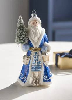 Discount The Jolly Christmas Shop Raz 7" Delft Santa With Tree Ornament 4352894