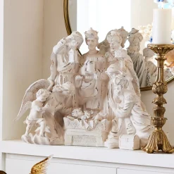 New The Jolly Christmas Shop Raz 27.75" Distressed White Large Christmas Nativity Scene With Wood Look 4211152