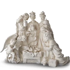 New The Jolly Christmas Shop Raz 27.75" Distressed White Large Christmas Nativity Scene With Wood Look 4211152