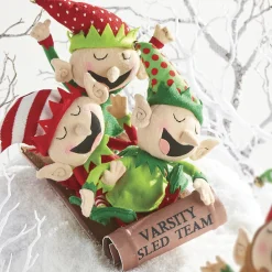 Clearance The Jolly Christmas Shop Raz 16" Elf Varsity Sled Team Christmas Figure 4116347