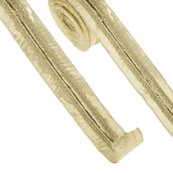 Clearance The Jolly Christmas Shop Raz 2.5" Embellished Gold Lame Wired Christmas Ribbon R4327761