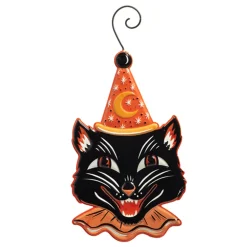 Outlet The Jolly Christmas Shop Raz 14.5" Embossed Party Cat Halloween Sign Decoration 4411224