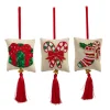 Outlet The Jolly Christmas Shop Raz 7.5" Embroidered Tassel Pillow Christmas Ornament Set Of 3 4403623