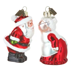 Hot The Jolly Christmas Shop Raz 3.5" Eric Cornina Mr. And Mrs. Claus Glass Christmas Ornament 4153127