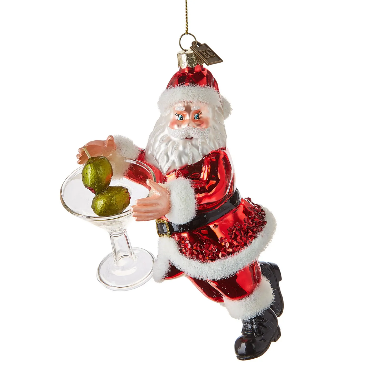 Best The Jolly Christmas Shop Raz 6" Eric Cortina Just One Drink Santa Glass Christmas Ornament 4153114