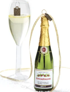 Sale The Jolly Christmas Shop Raz 5" Eric Cortina Merry Christmas Champagne Bottle Glass Ornament 4053159