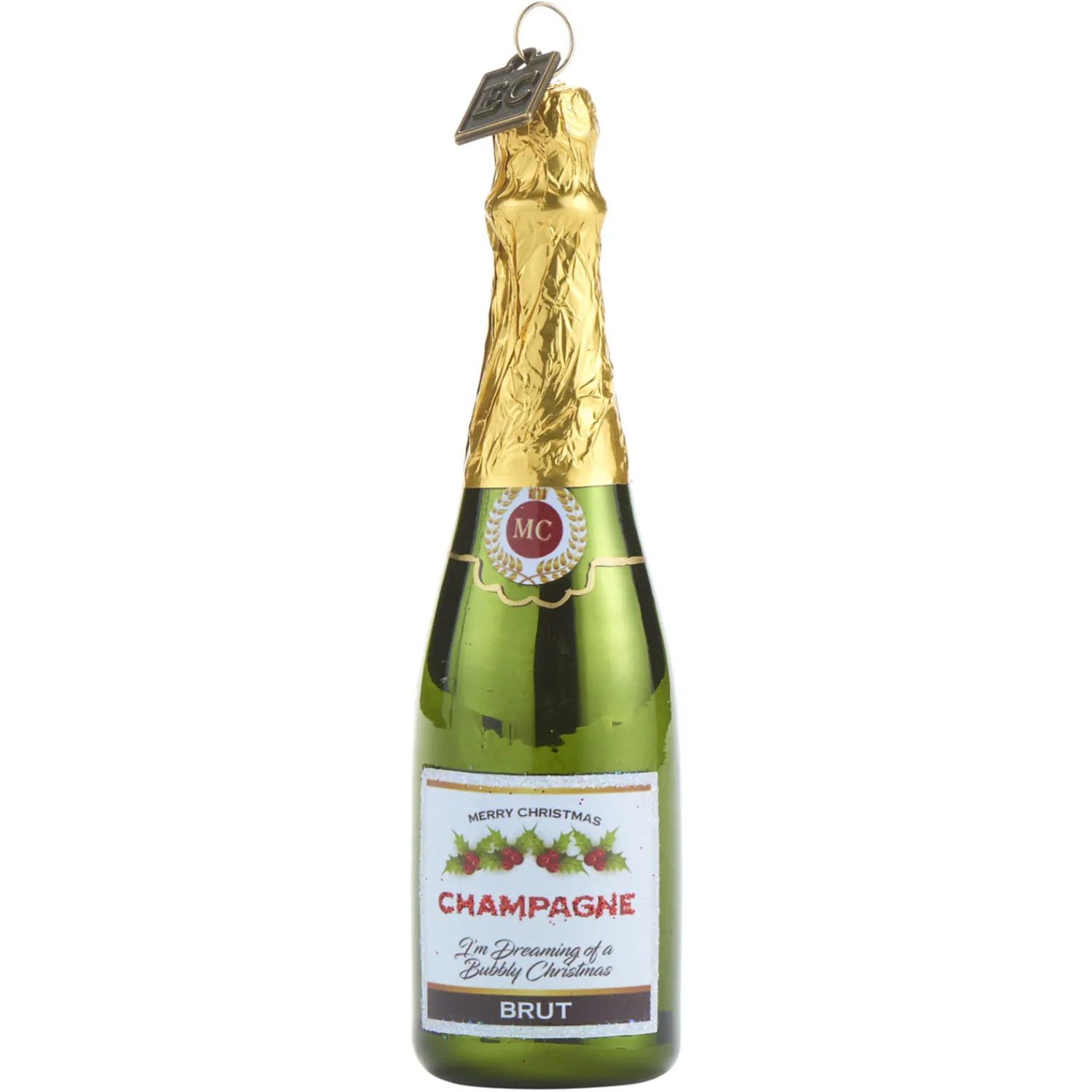 Sale The Jolly Christmas Shop Raz 5" Eric Cortina Merry Christmas Champagne Bottle Glass Ornament 4053159