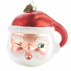 Clearance The Jolly Christmas Shop Raz 4" Eric Cortina Winking Santa Glass Christmas Ornament 4053132