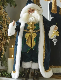 Sale The Jolly Christmas Shop Raz 24.25" Evergreen And Gold Santa Figure Christmas Decoration 4202398