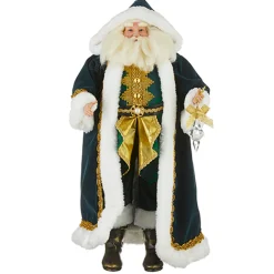 Sale The Jolly Christmas Shop Raz 24.25" Evergreen And Gold Santa Figure Christmas Decoration 4202398