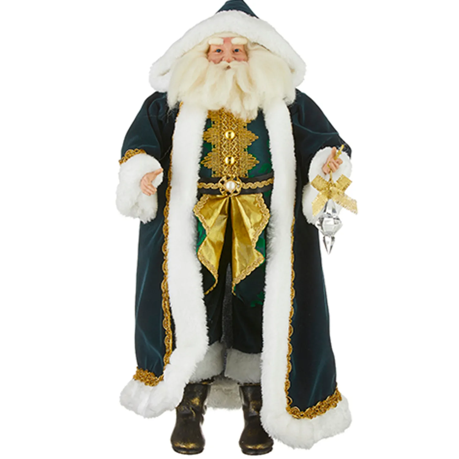 Sale The Jolly Christmas Shop Raz 24.25" Evergreen And Gold Santa Figure Christmas Decoration 4202398