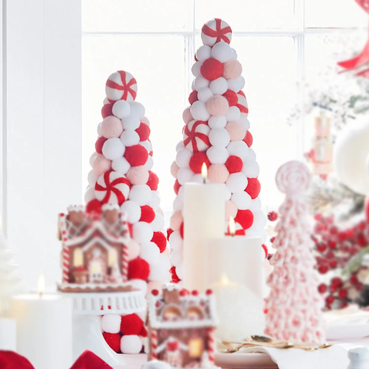 Discount The Jolly Christmas Shop Raz 17.75" Felt Pink Peppermint Christmas Tree Figures 4316147