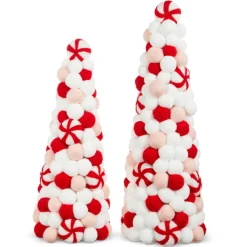 Discount The Jolly Christmas Shop Raz 17.75" Felt Pink Peppermint Christmas Tree Figures 4316147